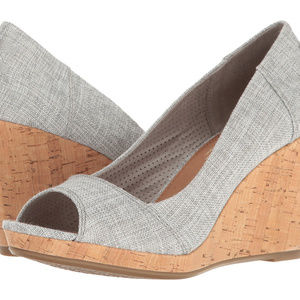 Toms Grey Metallic Stella Wedges